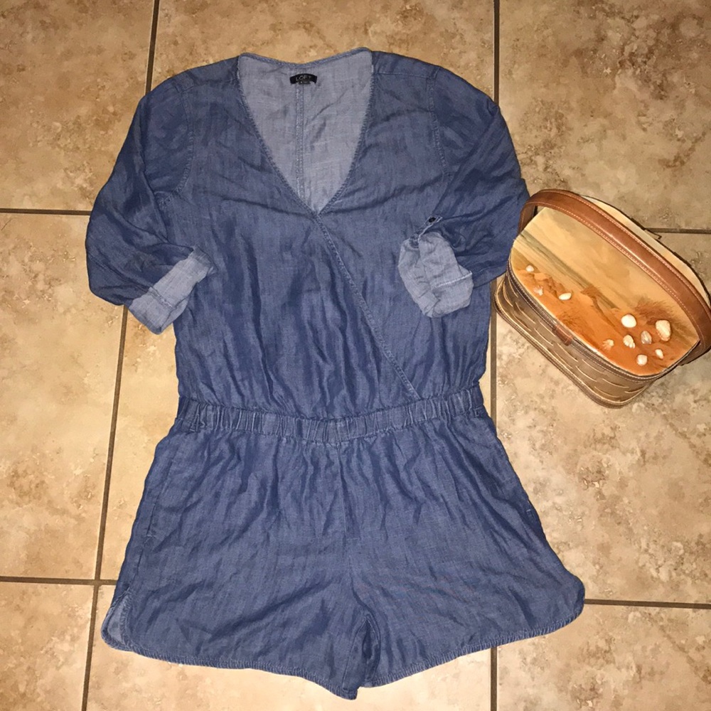 Loft Chambray Wrap Romper
